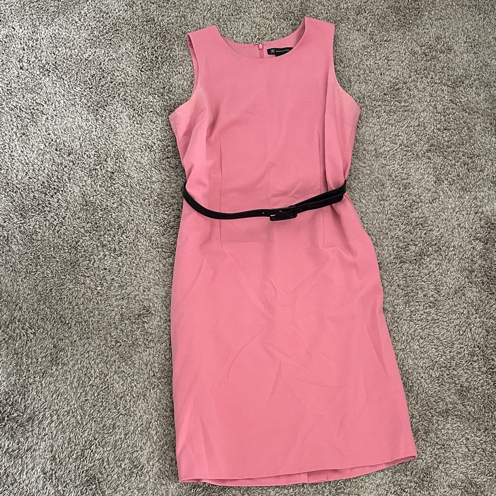 INC International Concepts Pink Midi Dress with Black Belt